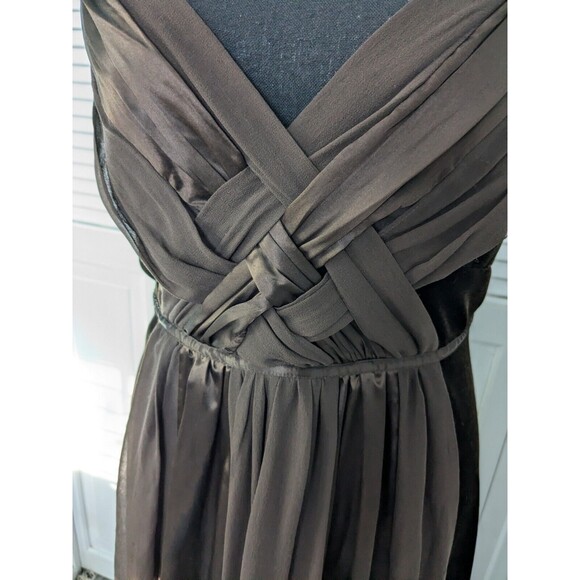 Signature Robbie Bee Dress Women's Sz 12 Chocolate Velvet Lattice Satin Cocktail - Picture 5 of 12